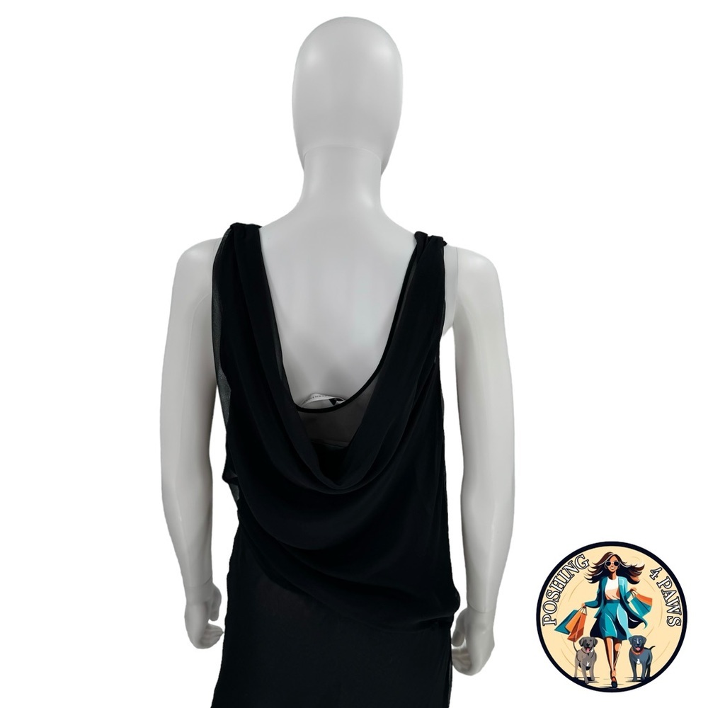 Christopher Esber Silk Formal Sheer Draped Cowl Tank Maxi Dress in Black Size 6 - Picture 6 of 12
